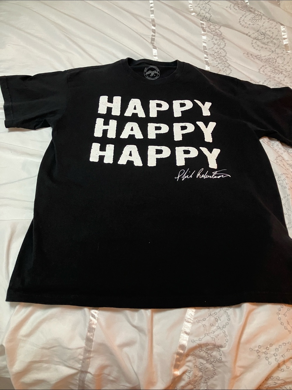 Black 'Happy Happy Happy' Short-Sleeve Graphic Tee